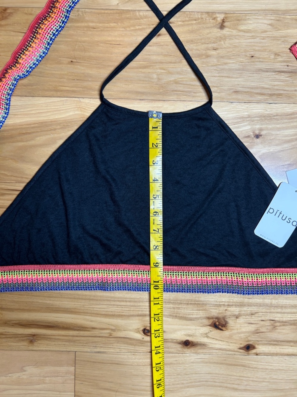 NWT Pitusa Black Halter Crop Top with Rainbow Trim | Size OS - Picture 3 of 7